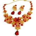 thumbnail image 1 of Ayyufe Bridal Wedding Party Red Golden Color Alloy Pendant Necklace Earrings Set, 1 of 6