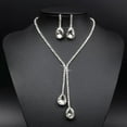 thumbnail image 1 of Ayyufe Bridal Wedding Party Rhinestone Waterdrop Pendant Necklace Earrings Set, 1 of 4