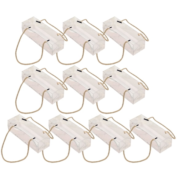 Ayyufe Cake Boxes; Pack of 10 Portable Transparent Cake Swiss Roll Boxes PET Packaging Dessert Container; Golden