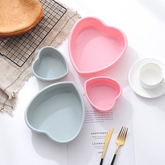 Ayyufe Cake Mold; 4/7/9/10 Inch Cake Mold Non-stick Flexible Silicone Multifunctional Heart Shape DIY Bread Baking Tray Mould for Kitchen; Pink