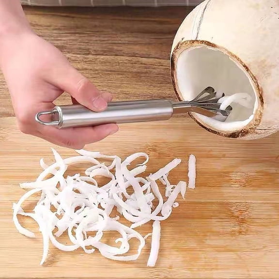 Ayyufe Coconut Planer; Coconut Planer Easy to Use Labor Saving 5 Claws Stainless Steel Coconut Planer Slicer for Kitchen; Stainless Steel