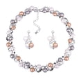 thumbnail image 1 of Ayyufe Elegant Women Pearl Rhinestone Necklace Ear Stud Earrings Party Set, 1 of 7