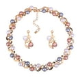 thumbnail image 1 of Ayyufe Elegant Women Pearl Rhinestone Necklace Ear Stud Earrings Party Set, 1 of 7