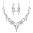 thumbnail image 1 of Ayyufe Fashion Alloy Rhinestone Pearl Necklace Earrings Women Bride Set, 1 of 7