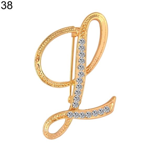 Ayyufe Fashion Unisex Rhinestone English Letters Alphabet A-Z Brooch Pin Ornament