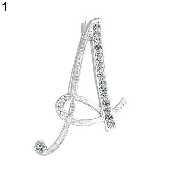 Ayyufe Fashion Unisex Rhinestone English Letters Alphabet A-Z Brooch Pin Ornament