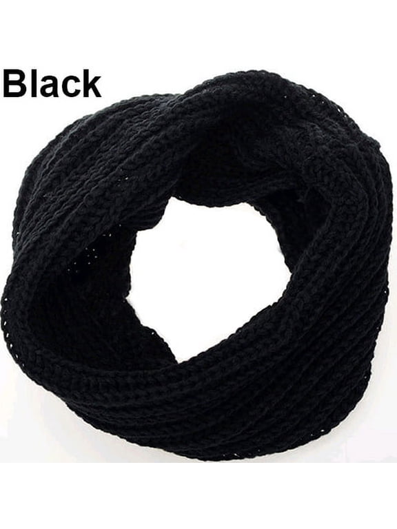 Fashion Unisex Winter Warm Infinity Circle Cable Knit Cowl Neck Long Scarf Shawl