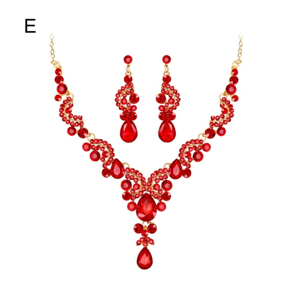 Ayyufe Fashion Wedding Faux Crystal Rhinestone Decor Necklace Earrings Set