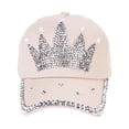 thumbnail image 1 of Ayyufe Fashion Women Crown Faux Pearl Rhinestone Baseball Cap Snapback Outdoor Sun Hat, 1 of 3