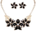 thumbnail image 1 of Ayyufe Fashion Women Rhinestone Flower Statement Pendant Necklace Earrings Set, 1 of 3