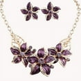 thumbnail image 1 of Ayyufe Fashion Women Rhinestone Flower Statement Pendant Necklace Earrings Set, 1 of 3