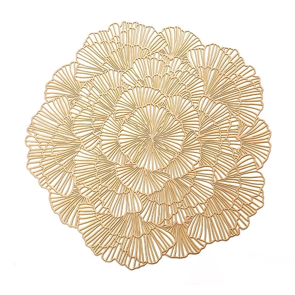 Ayyufe Flower Table Placemat European Style Hollow Hot Stamping Table Mat Hotel Heat Insulation Non-slip Coffee Cup Mat Steak Plate Mat