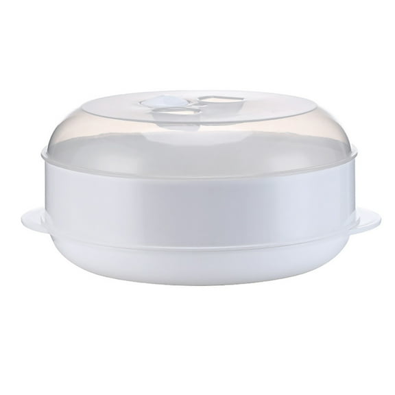 Ayyufe Food Steamer; Microwave Oven Steamer Round Plastic Bowl Dish Bun Dumpling Heater with Lid; Single Layer