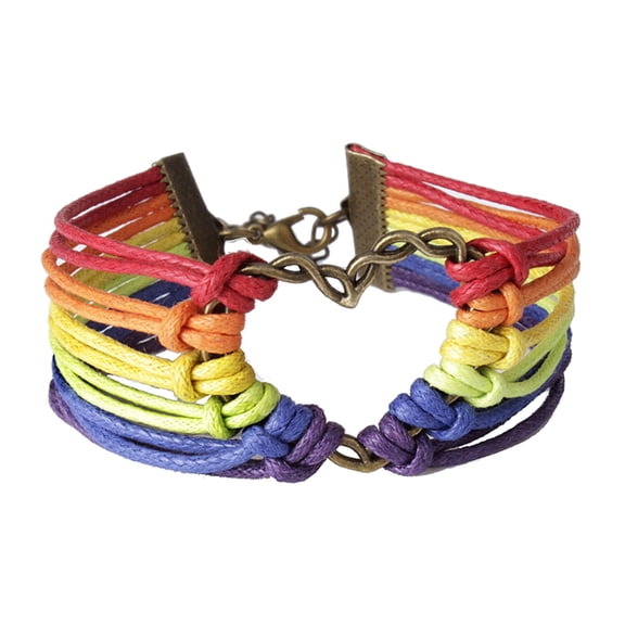 Ayyufe Gay Pride Heart Multilayer Rainbow Rope Bracelet Bangle Lesbian