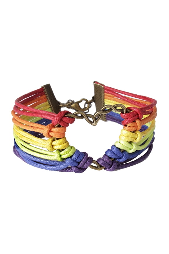 Gay Pride Heart Multilayer Rainbow Rope Bracelet Bangle Lesbian