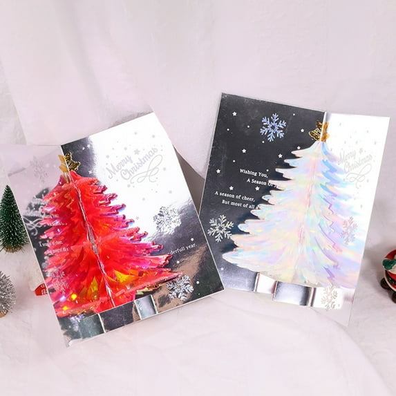 Ayyufe Greeting Card Christmas Tree Pattern Multi-Purpose Paper Blessing Message Card Party Supplies
