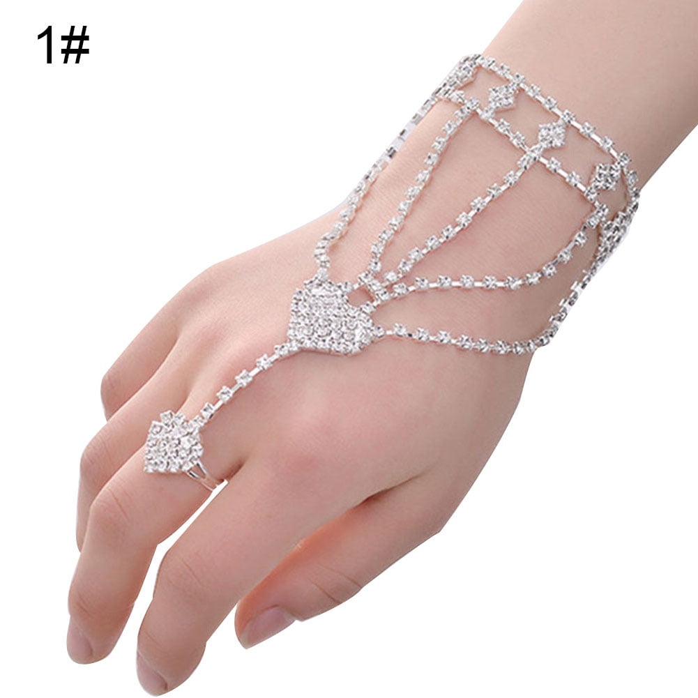 Buy Femnmas Lace Ring Chain Bracelet Online