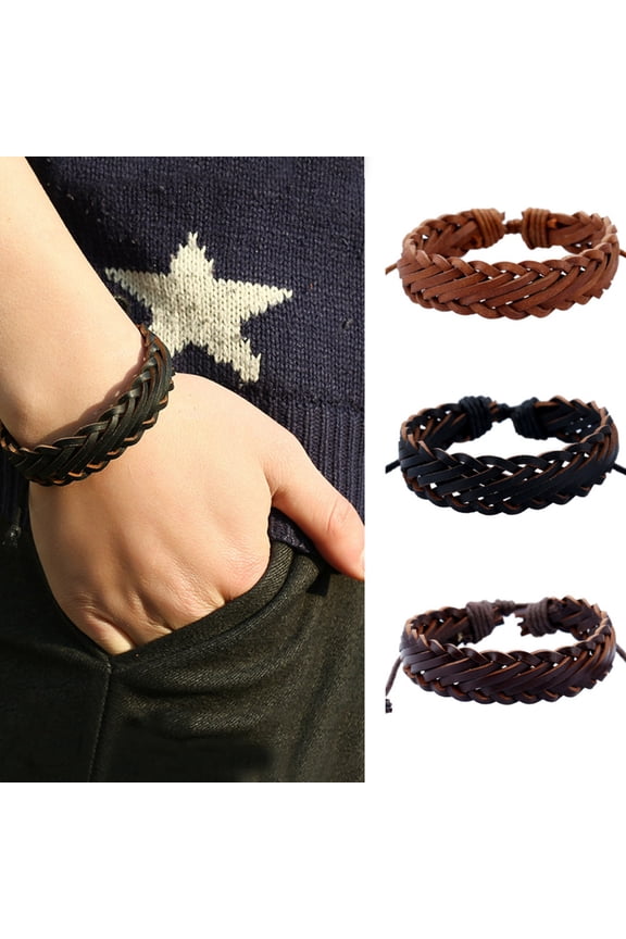Men Bracelets Leather Rope Bracelet Men Women Bangle Birthday Party