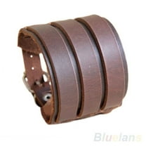 Ayyufe Men Multilayer Belt Leather Bracelet 3 Buckles Wristband Cuff Bangle