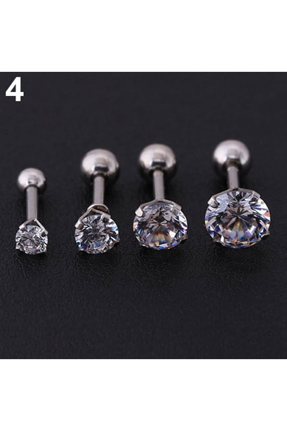 Men Women Rhinestone Cartilage Tragus Bar Helix Upper Ear Earring Stud