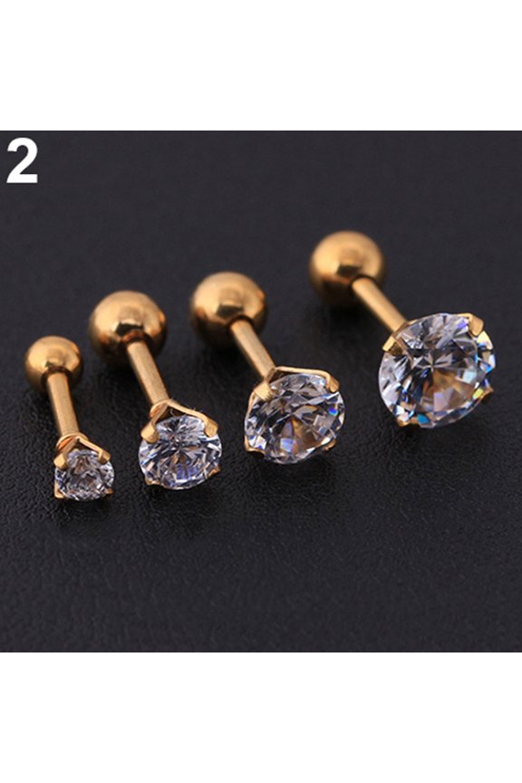 Men Women Rhinestone Cartilage Tragus Bar Helix Upper Ear Earring Stud
