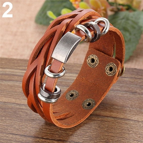 Ayyufe Men's Vintage Multilayer Braided Leather Bangle Cuff Bracelet Wristband