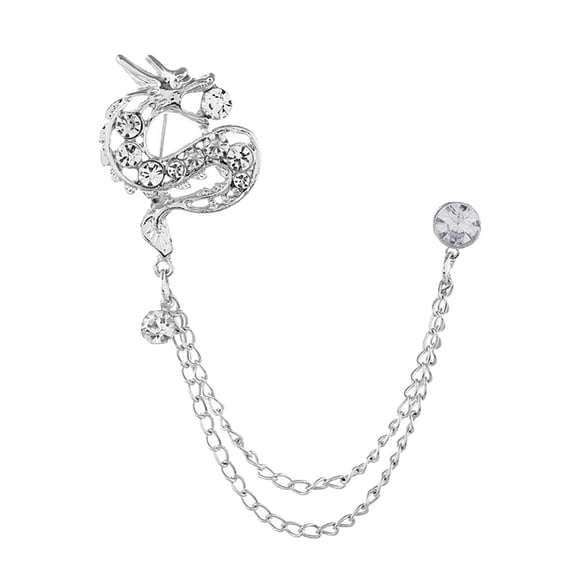 Ayyufe Metal Badge Creative Pretty Chinese Style Rhinestone Dragon Brooch for Men
