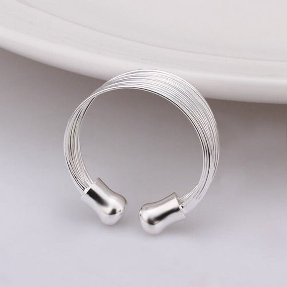 Ayyufe Multilayer Chain Ring Women Silver Plated Wide Band Adjustable Open Ring