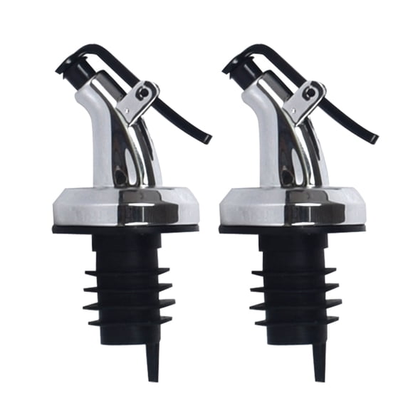Ayyufe Oil Bottle Pourer; 2Pcs Olive Oil Sauce Vinegar Bottle Cap Stopper Dispenser Pourer Kitchen Tool; Plating Silver