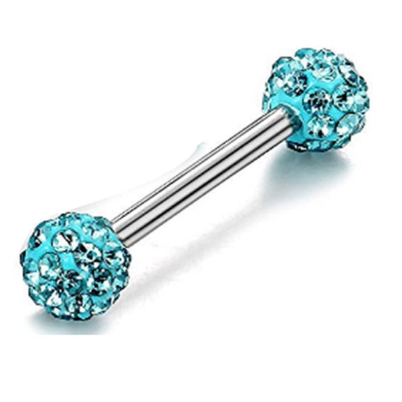 Ayyufe Pack Of 1/ 4 Rhinestone Round Ball Tongue Nose Stud Nipple Lip Piercing Women
