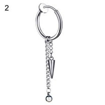 Ayyufe Pack Of 1 Men Long Chain Ear Piercing Loop Clip Hoop Earring