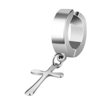 Ayyufe Pack Of 1 Men Titanium Steel Round Non-Pierced Ear Cuff Clip Earring Pendant for Party Club