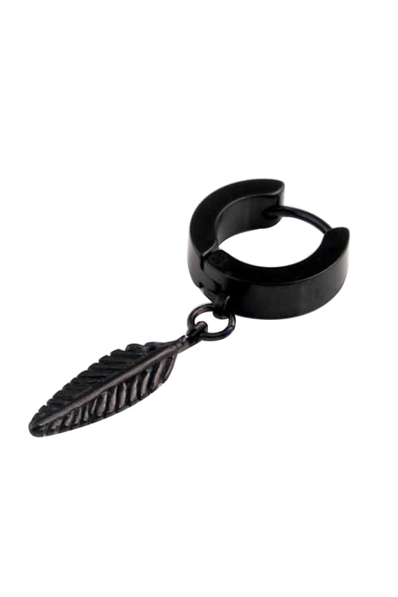 Pack Of 1 Punk Men Feather Pendant Stainless Steel Hoop Earring Party