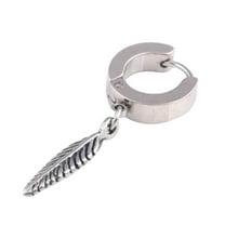 Ayyufe Pack Of 1 Punk Men Feather Pendant Stainless Steel Hoop Earring Party