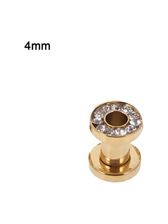 Pack Of 1 Stainless Steel Rhinestone Inlaid Plating Ear Plug Earring Piercing
