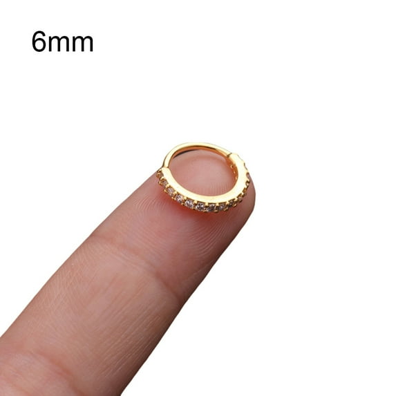 Ayyufe Pack Of 1 Women Cubic Zirconia Inlaid Hoop Nose Ring Huggie Earring Piercing
