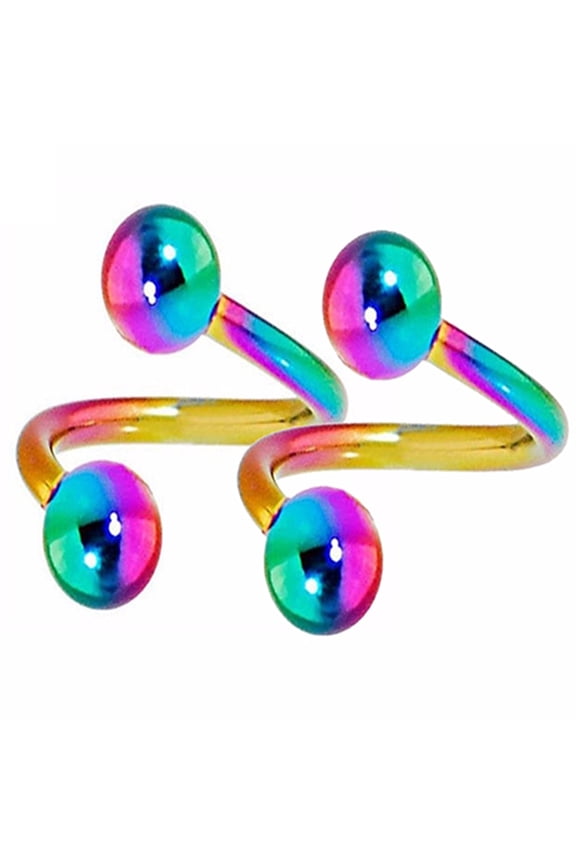 Pack Of 2 Nose Rings Punk Safe Material Stainless Steel Nose Ring Stud Hoop for Daily Life
