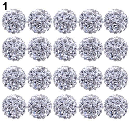 Ayyufe Pack Of 20 10mm Czech Rhinestones Pave Clay Round Disco Ball Spacer Beads