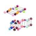 thumbnail image 1 of Ayyufe Pack Of 20 Mixed Color Tongue Rings Assorted Surgical Steel Piercing Barbells Bars, 1 of 5