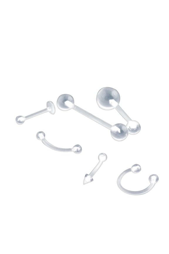 Pack Of 6 / 9 Clear Unisex Belly Button Rings Set Navel Barbell Eyebrow Tongue Lip Bar
