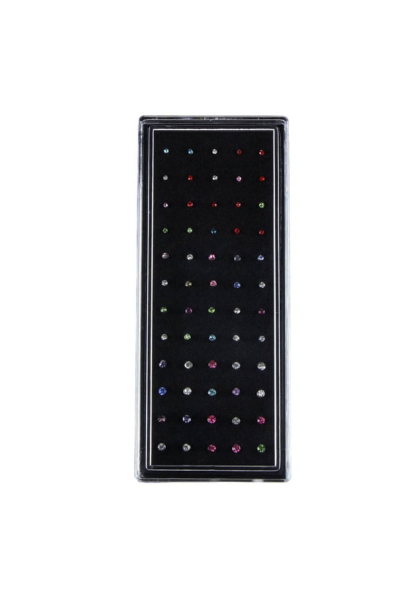 Pack Of 60 Unisex Bent Cubic Zirconia Stainless Steel Nose Stud Piercing