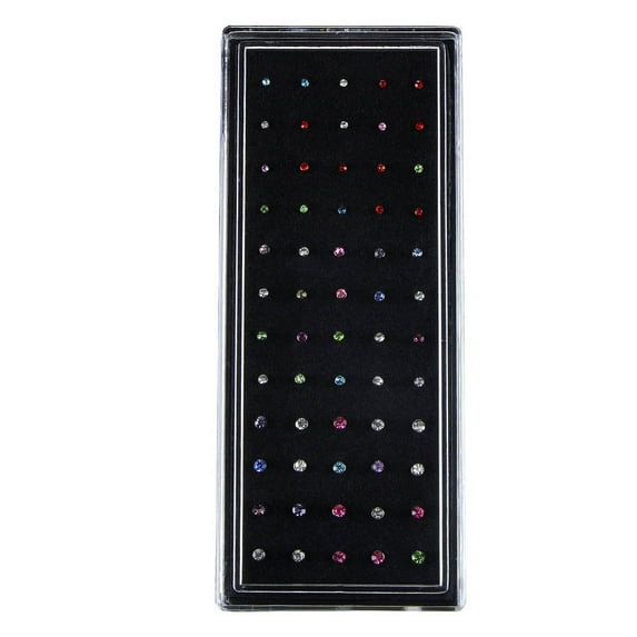Ayyufe Pack Of 60 Unisex Bent Cubic Zirconia Stainless Steel Nose Stud Piercing
