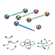 Ayyufe Pack Of 9 Mixed Lip Nipple Tongue Bar Barbell Ring Labret Body Piercing