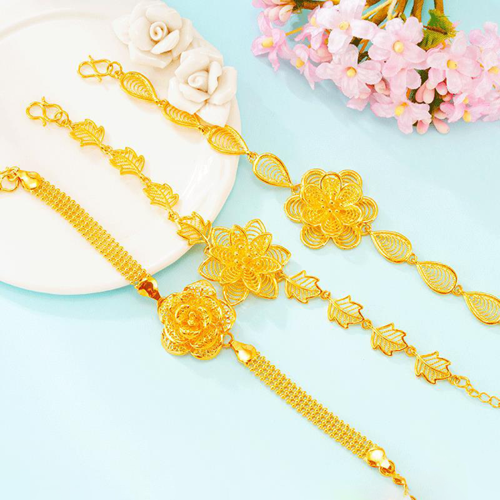 Ayyufe Rose Gold Bracelets 8.99 Flower Bracelet Anti-oxidation