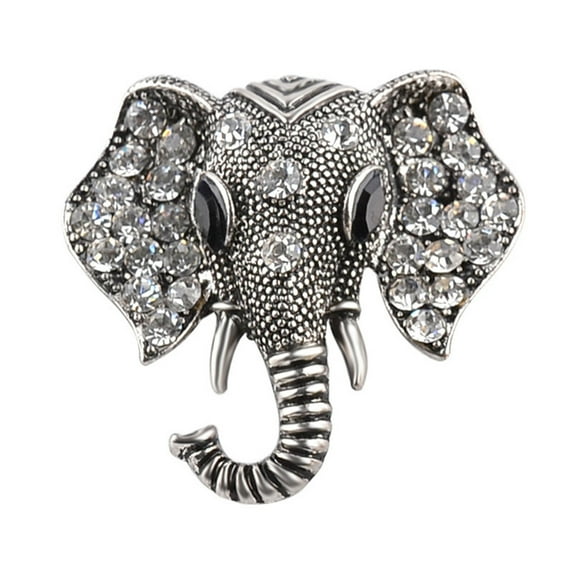 Ayyufe Shining Rhinestones Elephant Head Brooch Pin Garment Hat Collar Badge