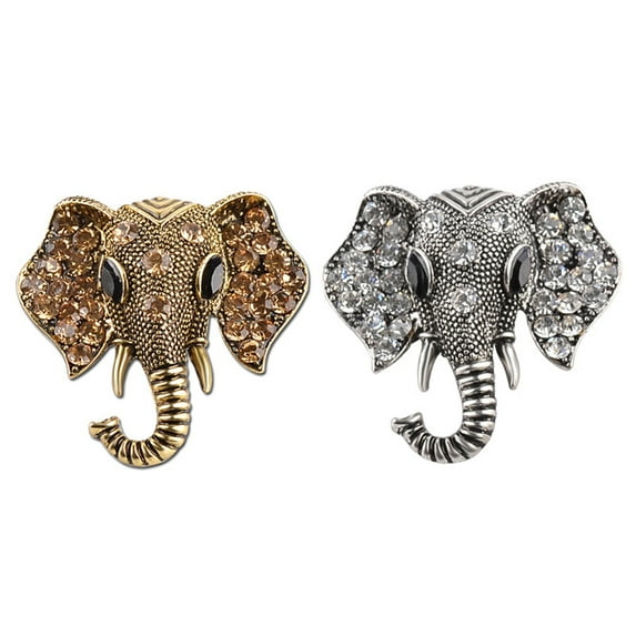 Ayyufe Shining Rhinestones Elephant Head Brooch Pin Garment Hat Collar Badge