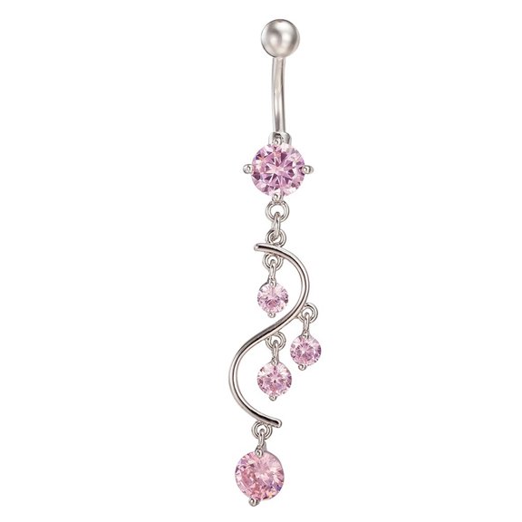 Ayyufe Shiny Cubic Zirconia Dangle Bikini Belly Button Navel Barbell Ring