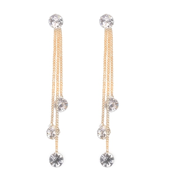 Ayyufe Shiny Rhinestone Long Chain Dangle Stud Linear Earrings