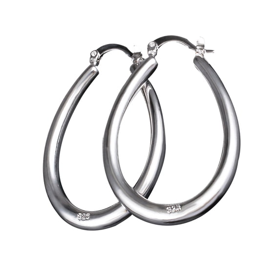 Ayyufe Silver Plated Big Hollow Oval Hoop Earring Women Party Banquet