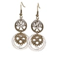 thumbnail image 1 of Ayyufe Steampunk Metal Double Gear Drop Pendant Women Hook Earrings Party, 1 of 5
